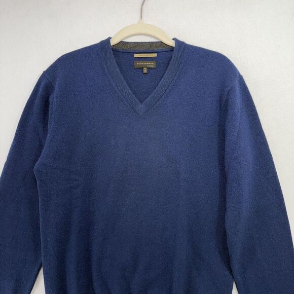 Saddlebred Sweater Men M Blue V Neck 100% Cashmere Pullover Soft Classic Preppy - Picture 4 of 10
